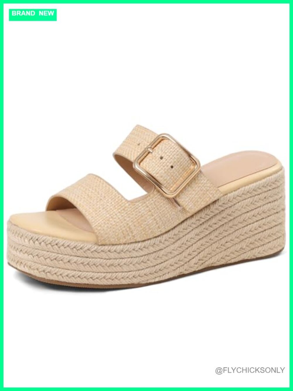 Raffia Espadrille Platform Wedge Sandals Slip On Open Toe Summer Slides